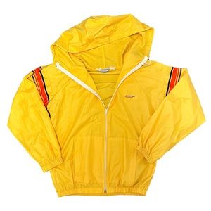 Vintage Avon Fashions Hooded Yellow Sun Streak Windbreaker Jacket 1990s